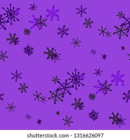 Snowflakes. Seamless Christmas Texture with Funny Childish Snowflakes Hand Drawn in Doodle Style. Seamless Background for Christmas Decoration, Cloth, Dress. Vector Holiday Texture.