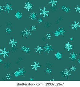 Snowflakes. Seamless Christmas Texture with Funny Simple Snowflakes Hand Drawn in Doodle Style. Seamless Background for Christmas Decoration, Brochure, Card. Vector Holiday Texture.