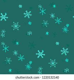 Snowflakes. Seamless Christmas Texture with Lovely Childish Snowflakes Hand Drawn in Doodle Style. Seamless Background for Christmas Decoration, Banner, Poster. Vector Holiday Texture.