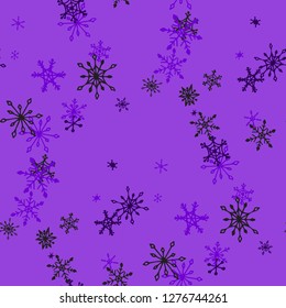 Snowflakes. Seamless Christmas Texture with Lovely Childish Snowflakes Hand Drawn in Doodle Style. Seamless Background for Christmas Decoration, Banner, Poster. Vector Holiday Texture.