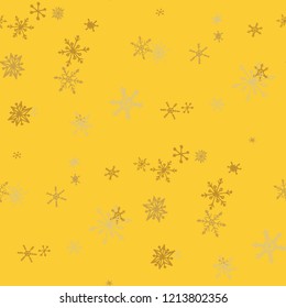 Snowflakes. Seamless Christmas Texture with Pretty Childish Snowflakes Hand Drawn in Doodle Style. Seamless Background for Christmas Decoration, Cloth, Dress. Vector Holiday Texture.