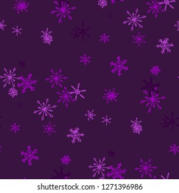 Snowflakes. Seamless Christmas Texture with Pretty Simple Snowflakes Hand Drawn in Doodle Style. Seamless Background for Christmas Decoration, Wrapping, Paper. Vector Holiday Texture.