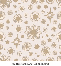 Snowflakes seamless christmas vector pattern hand draw. Snow festive seamless pattern for textile prints, cards, design