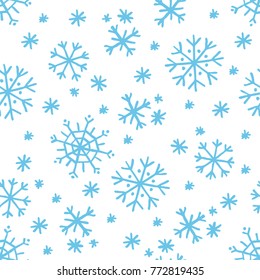 snowflakes seamless doodle pattern