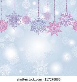 Snowflakes seamless garland. Christmas decoration. Snow background.