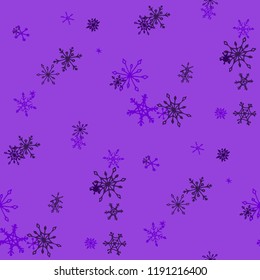 Snowflakes. Seamless Holiday Pattern with Cute Childish Snowflakes Hand Drawn in Doodle Style. Seamless Background for Christmas Decoration, Textile, Paper. Vector Holiday Texture.