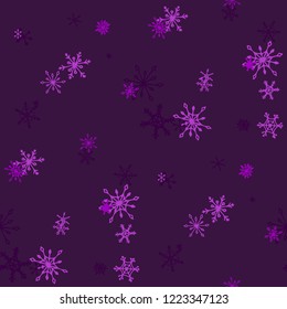 Snowflakes. Seamless Holiday Pattern with Cute Childish Snowflakes Hand Drawn in Doodle Style. Seamless Background for Christmas Decoration, Textile, Cover. Vector Holiday Texture.