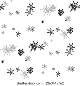 Snowflakes. Seamless Holiday Pattern with Cute Childish Snowflakes Hand Drawn in Doodle Style. Seamless Background for Christmas Decoration, Textile, Paper. Vector Holiday Texture.