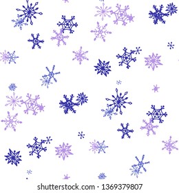 Snowflakes. Seamless Holiday Pattern with Cute Simple Snowflakes Hand Drawn in Doodle Style. Seamless Background for Christmas Decoration, Banner, Card. Vector Holiday Texture.