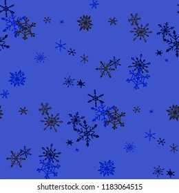 Snowflakes. Seamless Holiday Pattern with Pretty Childish Snowflakes Hand Drawn in Doodle Style. Seamless Background for Christmas Decoration, Textile, Paper. Vector Holiday Texture.