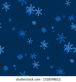 Snowflakes. Seamless Holiday Texture with Cute Childish Snowflakes Hand Drawn in Doodle Style. Seamless Background for Christmas Decoration, Cloth, Fabric. Vector Holiday Texture.