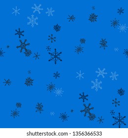Snowflakes. Seamless Holiday Texture with Funny Simple Snowflakes Hand Drawn in Doodle Style. Seamless Background for Christmas Decoration, Print, Poster. Vector Holiday Texture.