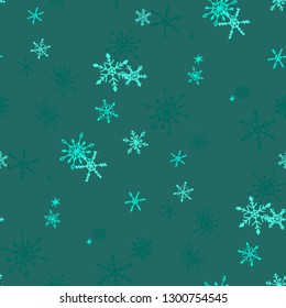 Snowflakes. Seamless Holiday Texture with Lovely Childish Snowflakes Hand Drawn in Doodle Style. Seamless Background for Christmas Decoration, Textile, Paper. Vector Holiday Texture.