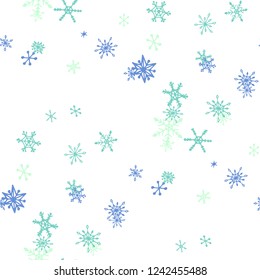 Snowflakes. Seamless Holiday Texture with Pretty Childish Snowflakes Hand Drawn in Doodle Style. Seamless Background for Christmas Decoration, Textile, Cover. Vector Holiday Texture.