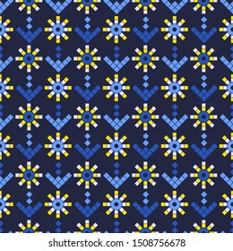 Snowflakes. Seamless knitted pattern. A warm sweater. Knitted mosaic. Can be used for wallpaper, textile, invitation card, wrapping, web page background.