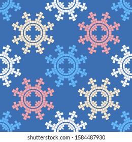 Snowflakes. Seamless knitted pattern. A warm sweater. Vector illustration for web design or print.