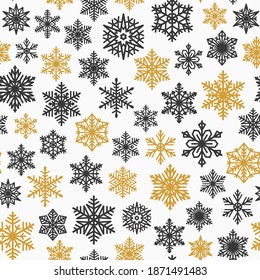 El patrón de los copos de nieve es fluido. Antecedentes de la navidad y decoración de invierno. Ilustración vectorial.