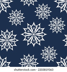 Snowflakes seamless Pattern. Background for Christmas Decoration. Vector Holiday Texture.