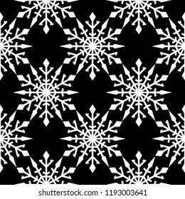 Snowflakes. Seamless pattern. Black and white winter ornament. Background for textile and wallpapers