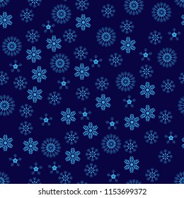 Snowflakes seamless pattern. Blue snowflake vector xmas abstract background.eps 10