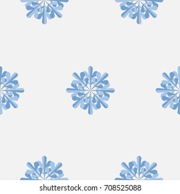 Snowflakes seamless pattern. Blue snowflake vector xmas abstract background