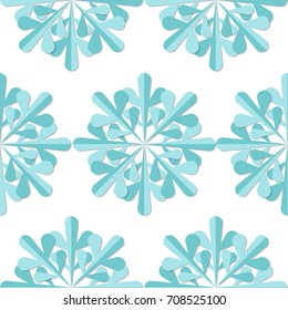 Snowflakes seamless pattern. Blue snowflake vector xmas abstract background