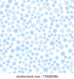 Snowflakes seamless pattern. Blue snowflake vector xmas abstract background. Vector illustration
