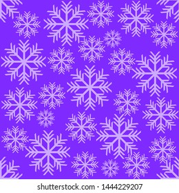 Snowflakes seamless pattern blue and white colors, winter or new year decorative background vector