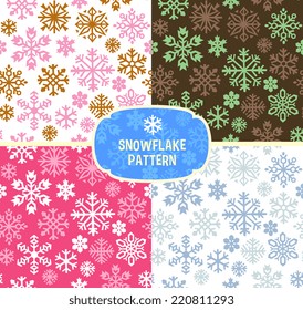 Snowflakes seamless pattern, cartoon style vector illustration.