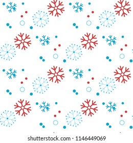 Snowflakes Seamless pattern, Snow-flakes christmas background. snowfall winter backdrop. Vector
