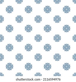 Snowflakes seamless pattern. Christmas background. Vector illustration Seamless pattern with blue snowflakes on a white background. 