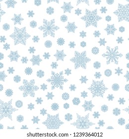 Snowflakes seamless pattern for Christmas decoration, cards, fabric or gift wrapping vector background