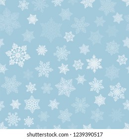 Snowflakes seamless pattern for Christmas decoration, cards, fabric or gift wrapping vector background.