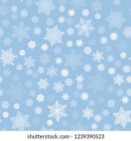 Snowflakes seamless pattern for Christmas decoration, cards, fabric or gift wrapping vector background.