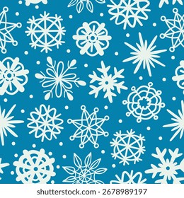 Snowflakes seamless pattern. Christmas decorative background. Vector winter layout