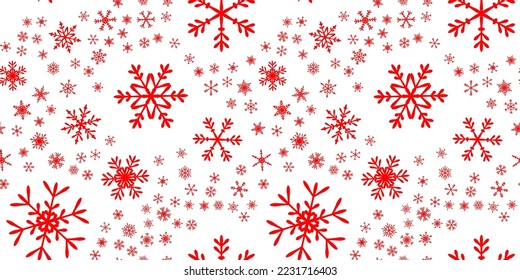 Snowflakes seamless pattern for Christmas holidays. Xmas snowflake ornament for winter holidays greeting card or wrapper. Christmas snowfall texture.