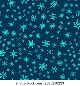 Los copos de nieve son un patrón sin fisuras para las vacaciones de Navidad. Ornamento de copo de nieve de Navidad para tarjeta de saludo o envoltura de vacaciones de invierno. Textura de nevada de Navidad.