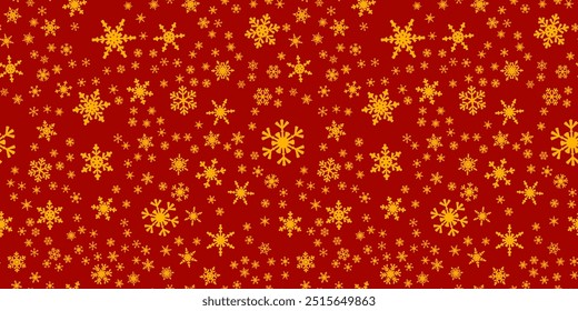 Snowflakes seamless pattern for Christmas holidays. Xmas snowflake ornament for winter holidays greeting card or wrapper. Christmas snowfall texture.