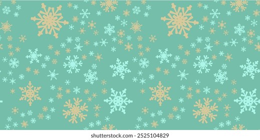 Snowflakes seamless pattern for Christmas holidays. Xmas snowflake ornament for winter holidays greeting card or wrapper. Christmas snowfall texture.