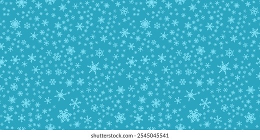 Snowflakes seamless pattern for Christmas holidays. Xmas snowflake ornament for winter holidays greeting card or wrapper. Christmas snowfall texture.