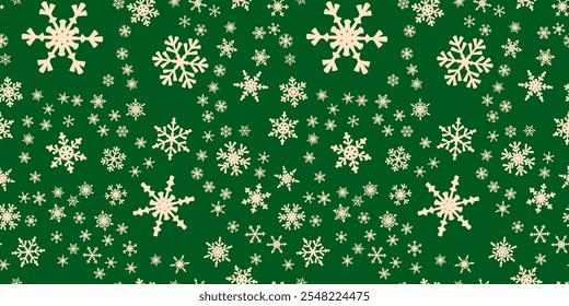 Patrón sin fisuras de copos de nieve para las vacaciones de Navidad. Adorno de copo de nieve de Navidad para las vacaciones de invierno tarjeta de felicitación o envoltura. Navidades textura de nevada.