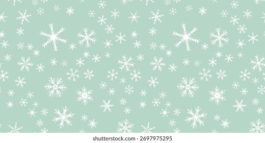 Patrón sin fisuras de copos de nieve para las vacaciones de Navidad. Adorno de copo de nieve de Navidad para las vacaciones de invierno tarjeta de felicitación o envoltura. Navidades textura de nevada.