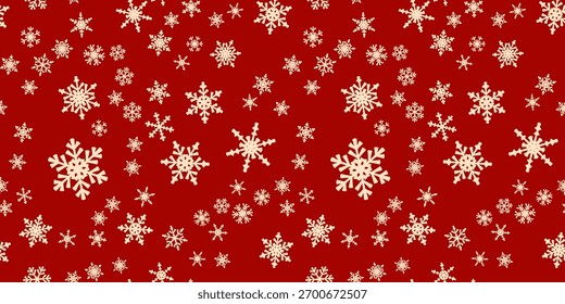 Schneeflocken nahtloses Muster für Weihnachtsferien. Weihnachtsschneeflocke Ornament für Winterurlaub Grußkarte oder Wrapper. Schneefalltextur zu Weihnachten.