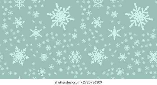 Schneeflocken nahtloses Muster für Weihnachtsferien. Weihnachtsschneeflocke Ornament für Winterurlaub Grußkarte oder Wrapper. Schneefalltextur zu Weihnachten.