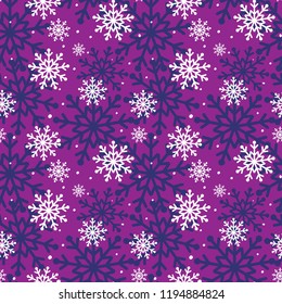 Snowflakes seamless pattern for Christmas packaging, textiles, wallpaper vector illustration.