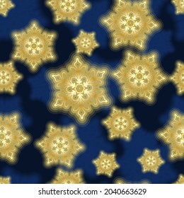 Snowflakes seamless pattern for Christmas packaging, textiles,  snow illustration.
