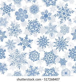 Snowflakes seamless pattern for Christmas packaging, textiles, wallpaper vector illustration.