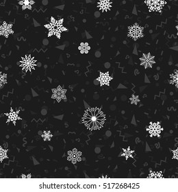 Snowflakes seamless pattern for Christmas packaging, textiles, wallpaper vector illustration.