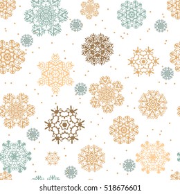 Snowflakes seamless pattern for Christmas packaging, textiles,  snow illustration.