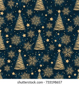 Snowflakes Seamless Pattern For Christmas Packaging, Textiles,  Snow Illustration.